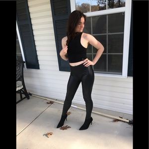 Black turtleneck crop top